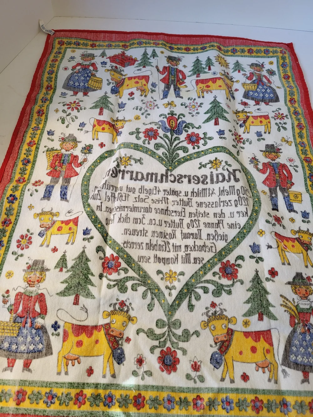 Vintage Kolf Austrian Folk Art Kitchen Towel Kaiserschmarren Recipe